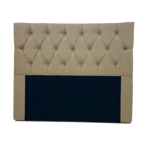 Cabeceira Queen Modelo Fixa no Box 160x117cm na Cor Bege com Botões na Mesma Cor - Tecido em Veludo