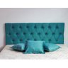 Cabeceira Estofada Em Tecido Veludo 190x60cm Na Cor Azul Turquesa Com Botões Na Mesma Cor do Tecido - 1
