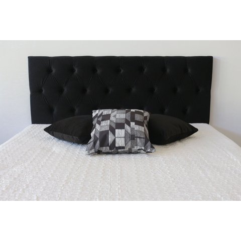 Cabeceira King para Cama de Casal em Veludo Preto 1,95m X 50cm com Botões na Mesma Cor que o Produto