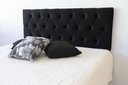 Ver imagem 3 de Cabeceira King para Cama de Casal em Veludo Preto 1,95m X 50cm com Botões na Mesma Cor que o Produto