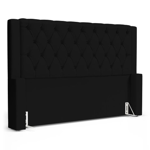 Cabeceira Atena para Cama Box Casal Padrão 140cm Capitonê com Frame Suede Preto - Desk Design