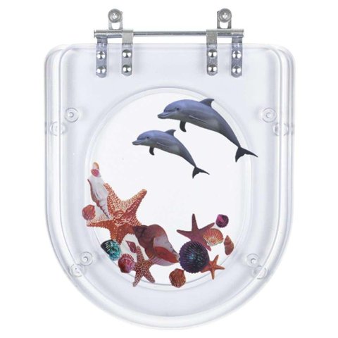 Assento Sanitário Tampa de Vaso Vogue Plus Transparente Decorado - Borboleta Vermelha