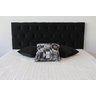 Cabeceira Estofada King Preto Super Resistente 1,95m x 60cm Botões Na Cor do Tecido - 1