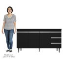 Ver imagem 5 de Balcão Gabinete Para Pia 150cm com Tampo 3 Portas Andréia Preto - AJL Móveis