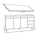 Ver imagem 4 de Balcão Gabinete Para Pia 150cm com Tampo 3 Portas Andréia Preto - AJL Móveis