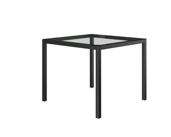 Mesa de Jantar Tampo Vidro Incolor Tubos Pretos Carraro - 1