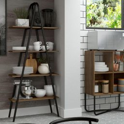 Estante Tampo Madeirada Tubos Pretos Carraro - 1 Estante Tampo Madeirada Tubos Pretos Carraro - 1