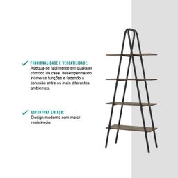 Estante Tampo Madeirada Tubos Pretos Carraro - 4 Estante Tampo Madeirada Tubos Pretos Carraro - 4