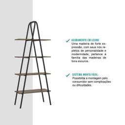 Estante Tampo Madeirada Tubos Pretos Carraro - 3 Estante Tampo Madeirada Tubos Pretos Carraro - 3