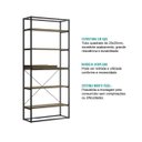 Ver imagem 3 de Estante Alta com Bandeja Madeirada e Tubos Pretos Carraro