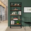 Ver imagem 1 de Estante Alta com Bandeja Madeirada e Tubos Pretos Carraro