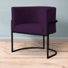 Poltrona Decorativa Sala Estar Recepção Escritório Luana Base Preta Veludo Roxo - Montanaris Decor - 3