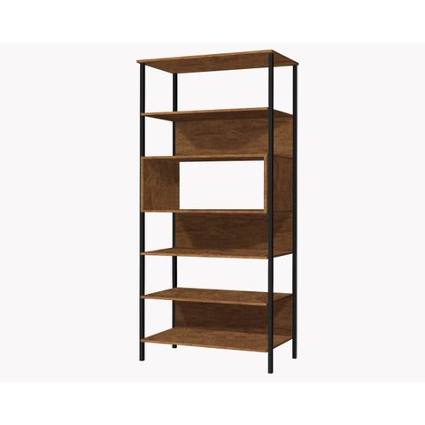 Estante Multiuso Livreiro Moderna Alta Fit Quarto e Sala Organizadora Premium Luxo Nichos Cor Nature