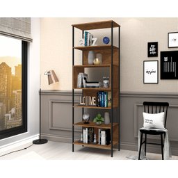 Estante Multiuso Livreiro Moderna Alta Fit Quarto e Sala Organizadora Premium Luxo Nichos Cor Nature - 3