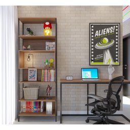 Estante Multiuso Livreiro Moderna Alta Fit Quarto e Sala Organizadora Premium Luxo Nichos Cor Nature - 5