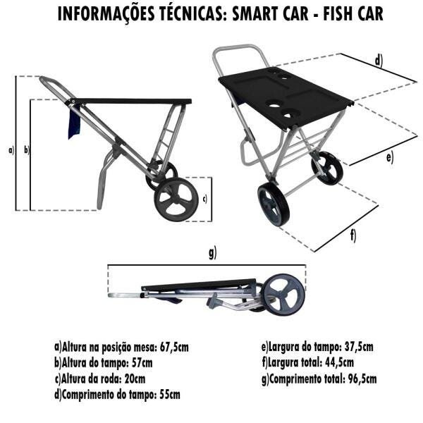 Carrinho de Praia Alumínio Smart Car Cinza Zaka - 4