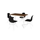 Ver imagem 2 de Mesa Industrial Base Ferro Branco em V Tampo 137x90 Amêndoa 4 Cadeiras Eames Assento Preto Ferro B