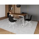 Ver imagem 1 de Mesa Industrial Base Ferro Branco em V Tampo 137x90 Amêndoa 4 Cadeiras Eames Assento Preto Ferro B