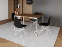 Ver imagem 1 de Mesa Industrial Base Ferro Branco em V Tampo 137x90 Amêndoa 4 Cadeiras Eames Assento Preto Ferro B
