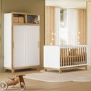 Ver imagem 1 de Quarto de Bebê com Berço Slim 4315 e Roupeiro 5085 Flora Branco Freijó Qmovi