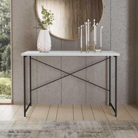 Aparador Steel 76 Cm Estilo Industrial com Pés em Aço Preto/branco