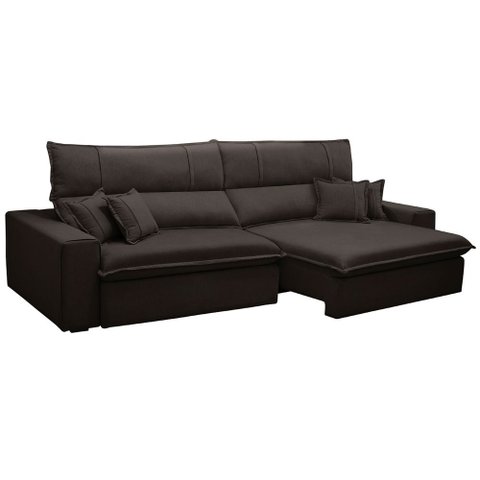 Sofá Retrátil Reclinável para Sala 3 Lugares 250cm Aisha F04 Veludo Marrom Escuro - Lyam Decor