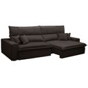 Ver imagem 1 de Sofá Retrátil Reclinável para Sala 3 Lugares 250cm Aisha F04 Veludo Marrom Escuro - Lyam Decor