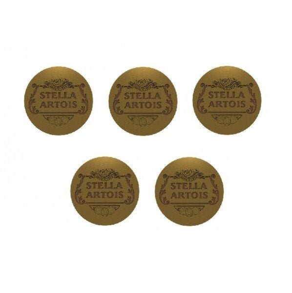 Kit 5 Bolachas Stella Artois Porta Copos Mdf Com Suporte