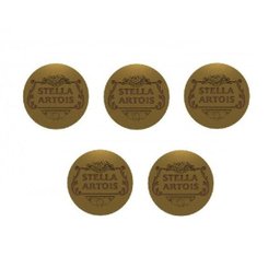Kit 5 Bolachas Stella Artois Porta Copos Mdf Com Suporte - 1