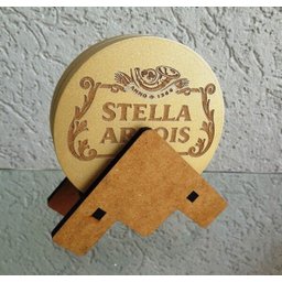 Kit 5 Bolachas Stella Artois Porta Copos Mdf Com Suporte - 6