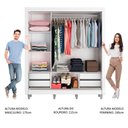 Ver imagem 5 de Guarda Roupa Casal Madesa Lyon Plus 3 Portas de Correr 4 Gavetas com Pés - Branco/rustic