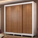 Ver imagem 1 de Guarda Roupa Casal Madesa Lyon Plus 3 Portas de Correr 4 Gavetas com Pés - Branco/rustic