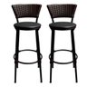 Kit 2 Banquetas Bistro Cuba Aço Preto Junco Sintético Marrom Assento Preto - 1