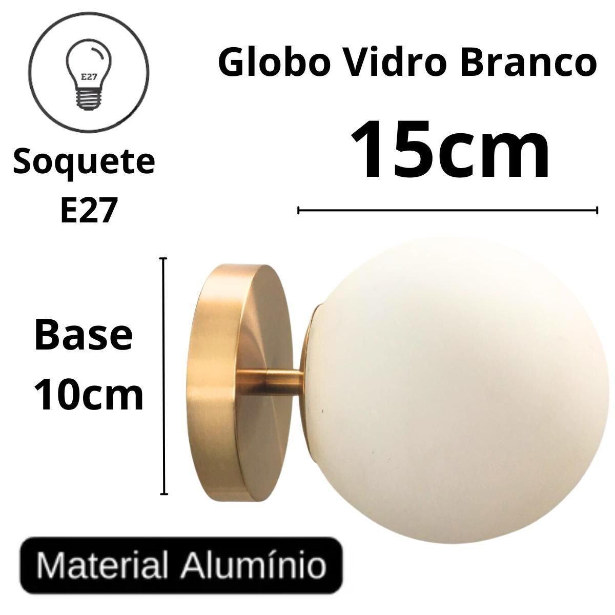 Luminária 15cm Globo Vidro Jabuticaba Arandela Parede Teto Dourada Gimpo Kjgd-082-gold - 4
