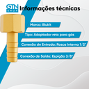 Ver imagem 2 de Adaptador Reto para Gás Rosca Interna 181422 Blukit 1/2 X Espigão 3/8