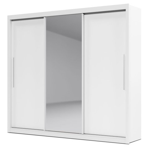 Guarda-Roupa com Espelho 3 Portas Royale Branco Acetinado - Gelius Móveis
