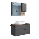 Ver imagem 2 de Conjunto para Banheiro Gabinete Suspenso 80cm com Toalheiro Cuba e Espelheira Preto/Mel/Grafite