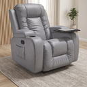 Ver imagem 1 de Poltrona Papai Reclinável Massagem Aquecimento Corino Cinza Claro Premium Manual Fixa