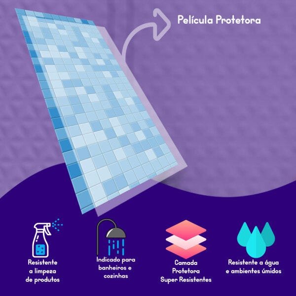 Papel De Parede Papel De Parede De Parede Para Cozinha Pastilha Azul Com Laminação - 2