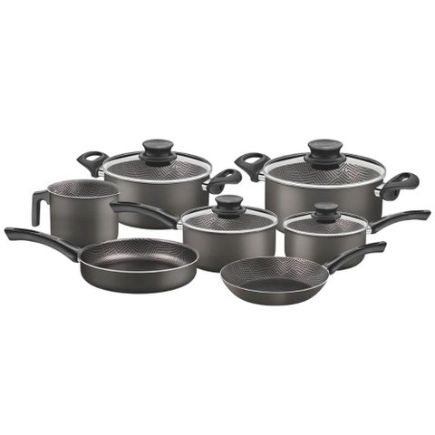 Conjunto de Panelas Tramontina Paris Jogo 7 Peças Tampa Vidro Alumínio Antiaderente Chumbo