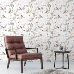 Papel De Parede Para Sala Com Desenhos De Passarinhos Fundo Branco - 2