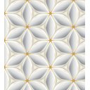 Ver imagem 2 de Papel De Parede Para Sala Com Desenho De Flor Branco Cinza Com Detalhes Amarelo Com Efeito 3D