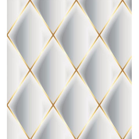 Papel De Parede Para Sala Quarto Com Efeito 3D Branco Cinza Com Detalhes Amarelo
