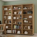Ver imagem 1 de Kit 3 Estantes para Livros com 5 Prateleiras Cada 181,5x188x34cm Freijó