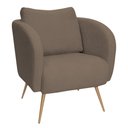 Ver imagem 1 de Poltrona Decorativa Dana Pés Palito Ouro Fosco Bouclé Marrom - Nexta Casa