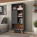 Ver imagem 1 de Estante para Quarto 1 Porta Maven Espresso Móveis Cinza/Grafite/Nogal