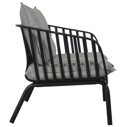 Poltrona Seiva Rivatti em Polipropileno Preto Almofada Cinza Mescla - 2