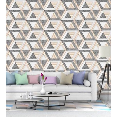 Papel De Parede Branco Estilo Madeira e Mármore Com Efeito 3D Para Sala Quarto