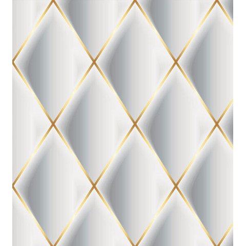 Papel De Parede Para Sala Quarto Com Efeito 3D Branco Cinza Com Detalhes Amarelo