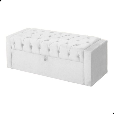 Calçadeira de Sapatos Baú Estofada 90cm Solteiro Suede Emma